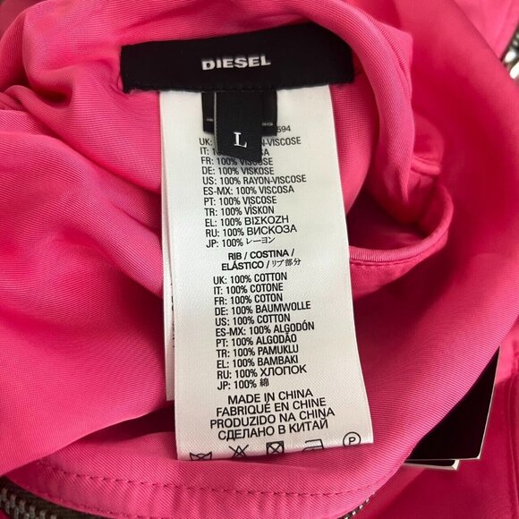 NWT Diesel Embroidery Reversible Bomber Jacket Reversible Zip Up Women's Size L - Picture 11 of 14